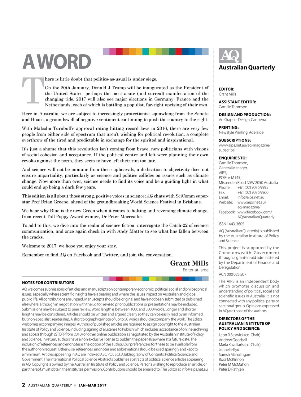 AQ: Australian Quarterly Preview Pages