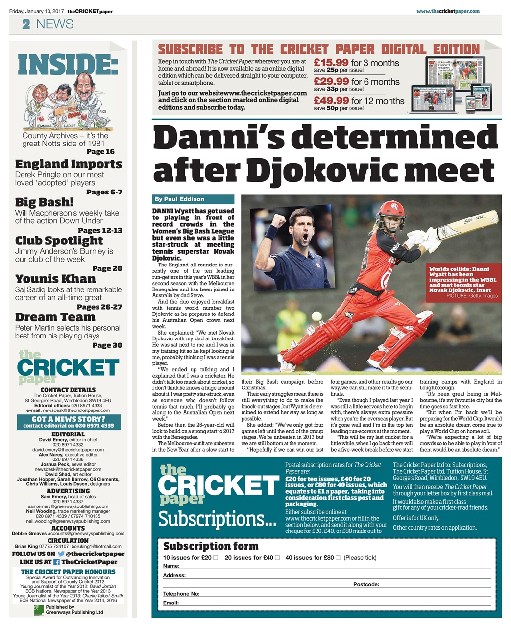 The Cricket Paper Preview Pages