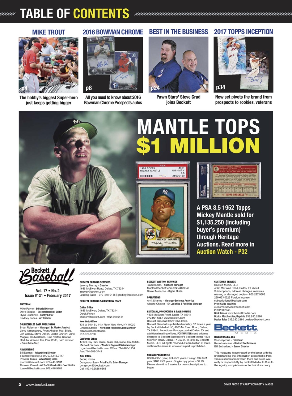 Beckett Baseball Magazine Preview Pages