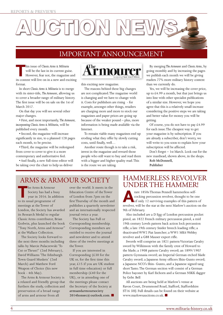 Classic Arms & Militaria Preview Pages