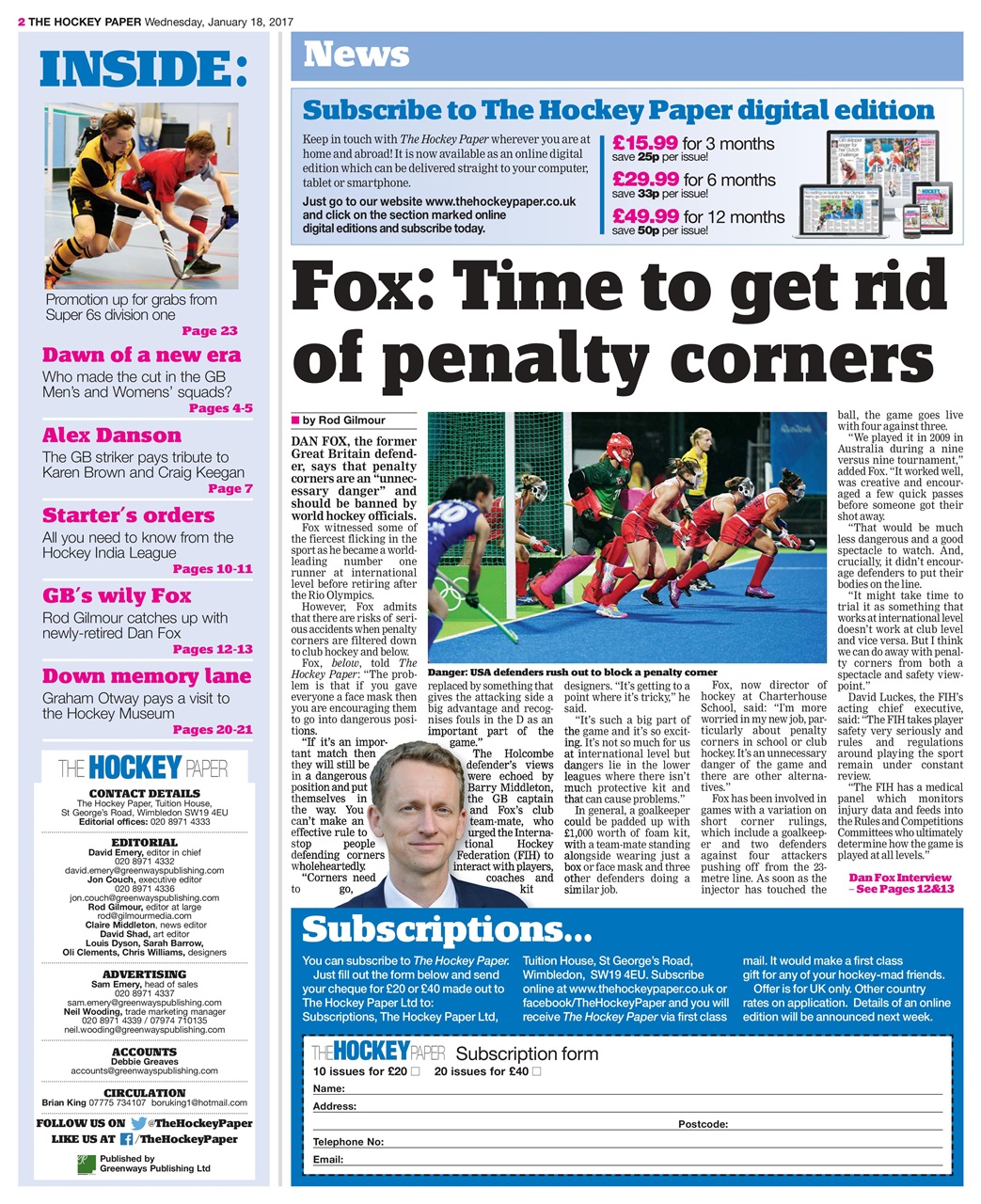 The Hockey Paper Preview Pages