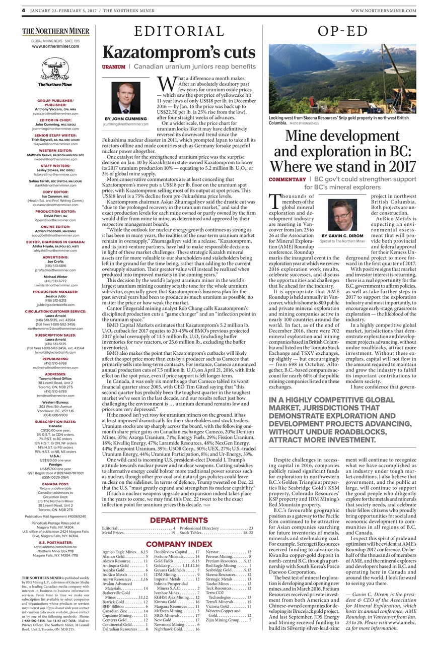 The Northern Miner Preview Pages