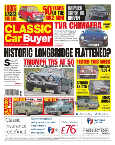 Classic Car Buyer issue No. 366 Historic Longbridge Flattened? 