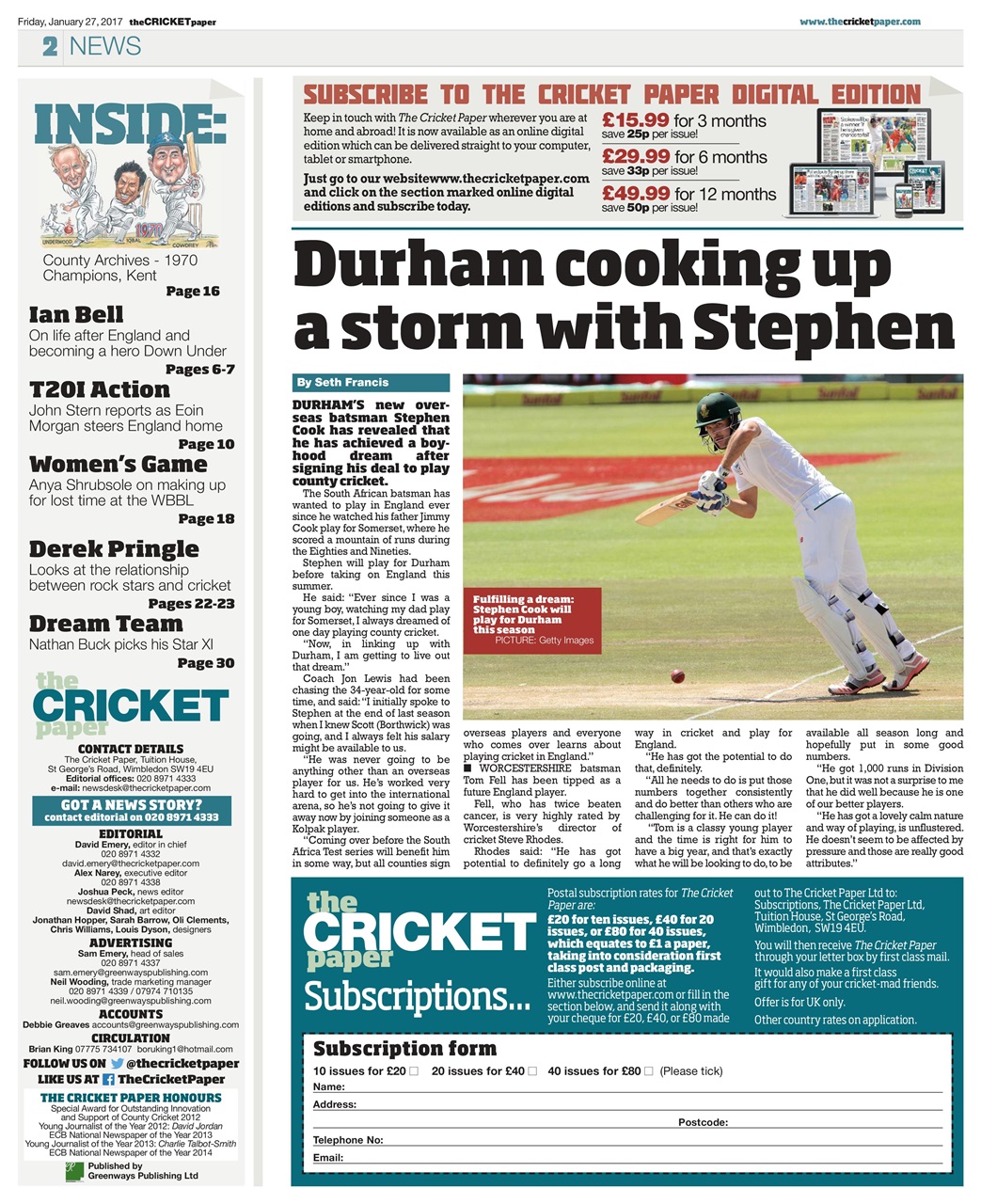 The Cricket Paper Preview Pages