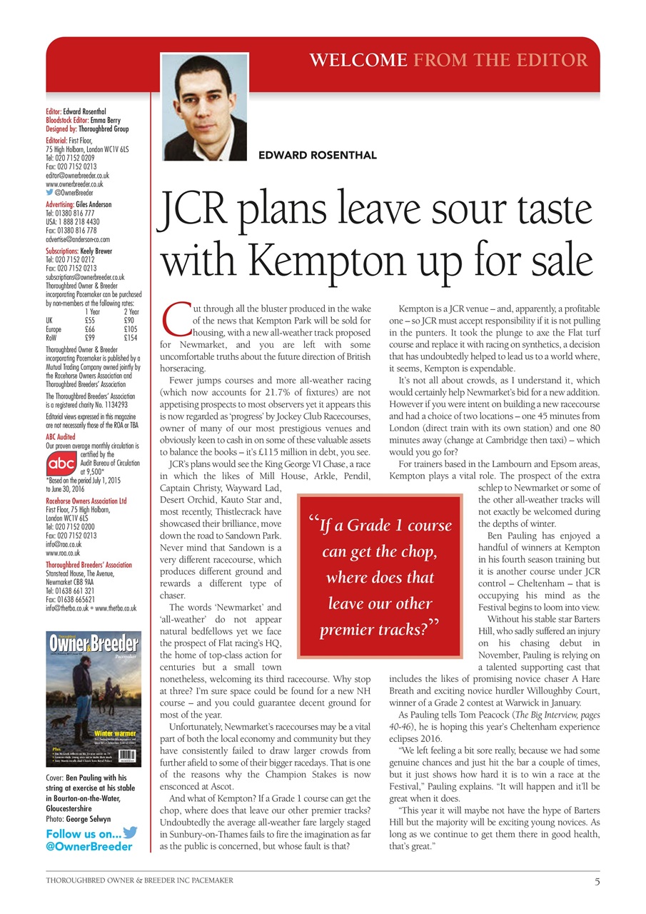 The Owner Breeder Preview Pages