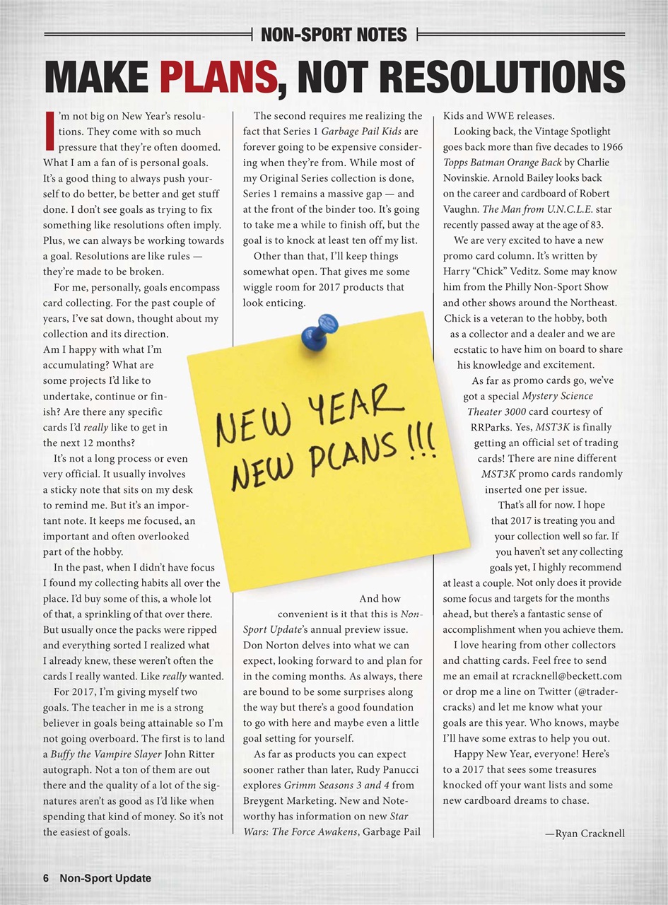 Non-Sport Update Magazine Preview Pages