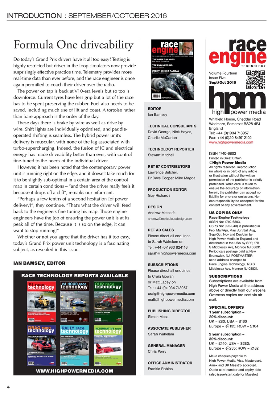 Race Engine Technology Preview Pages