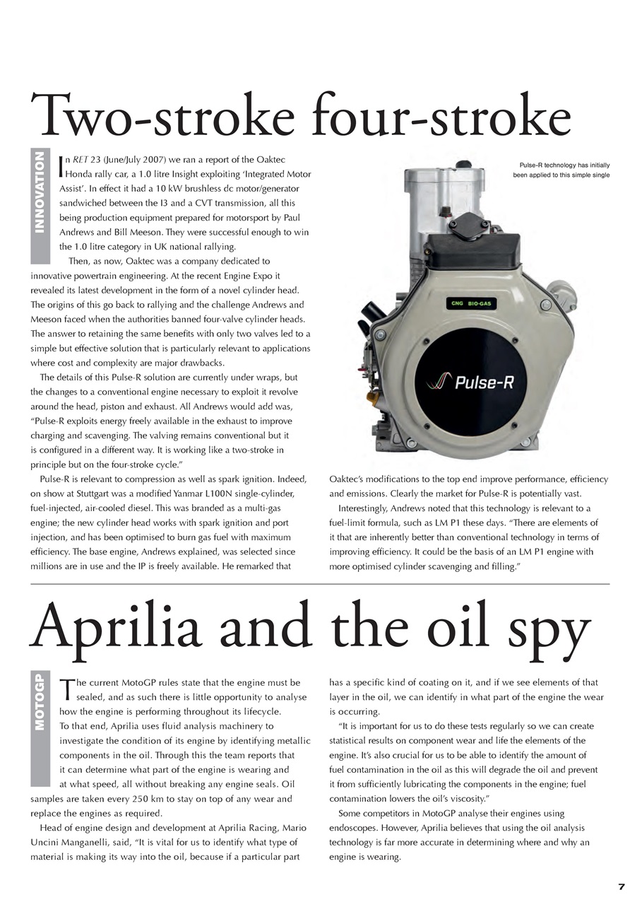 Race Engine Technology Preview Pages