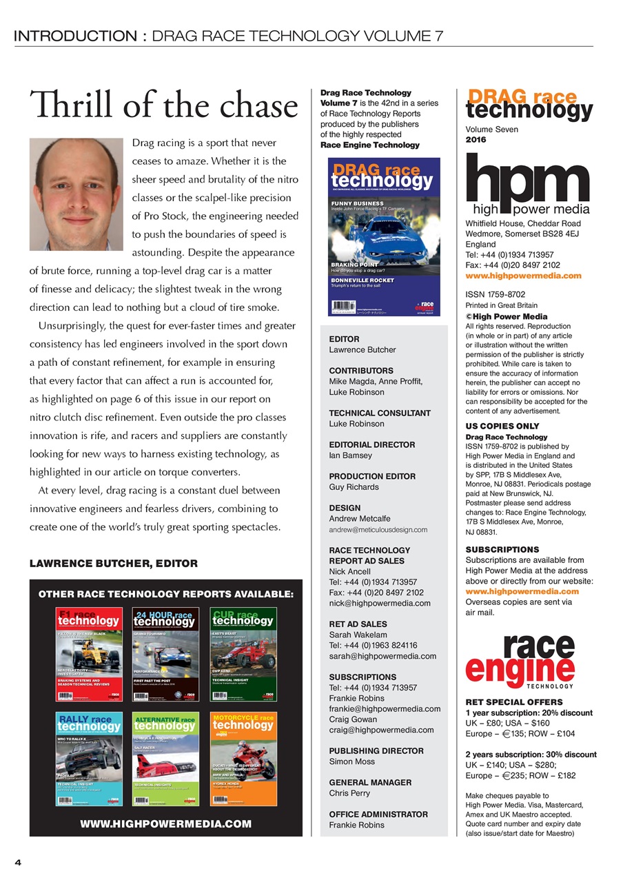 DRAG Race Technology Preview Pages