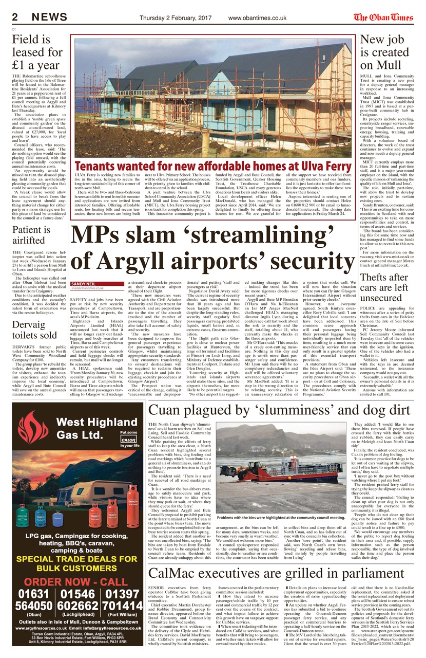 The Oban Times & Lochaber Times Preview Pages