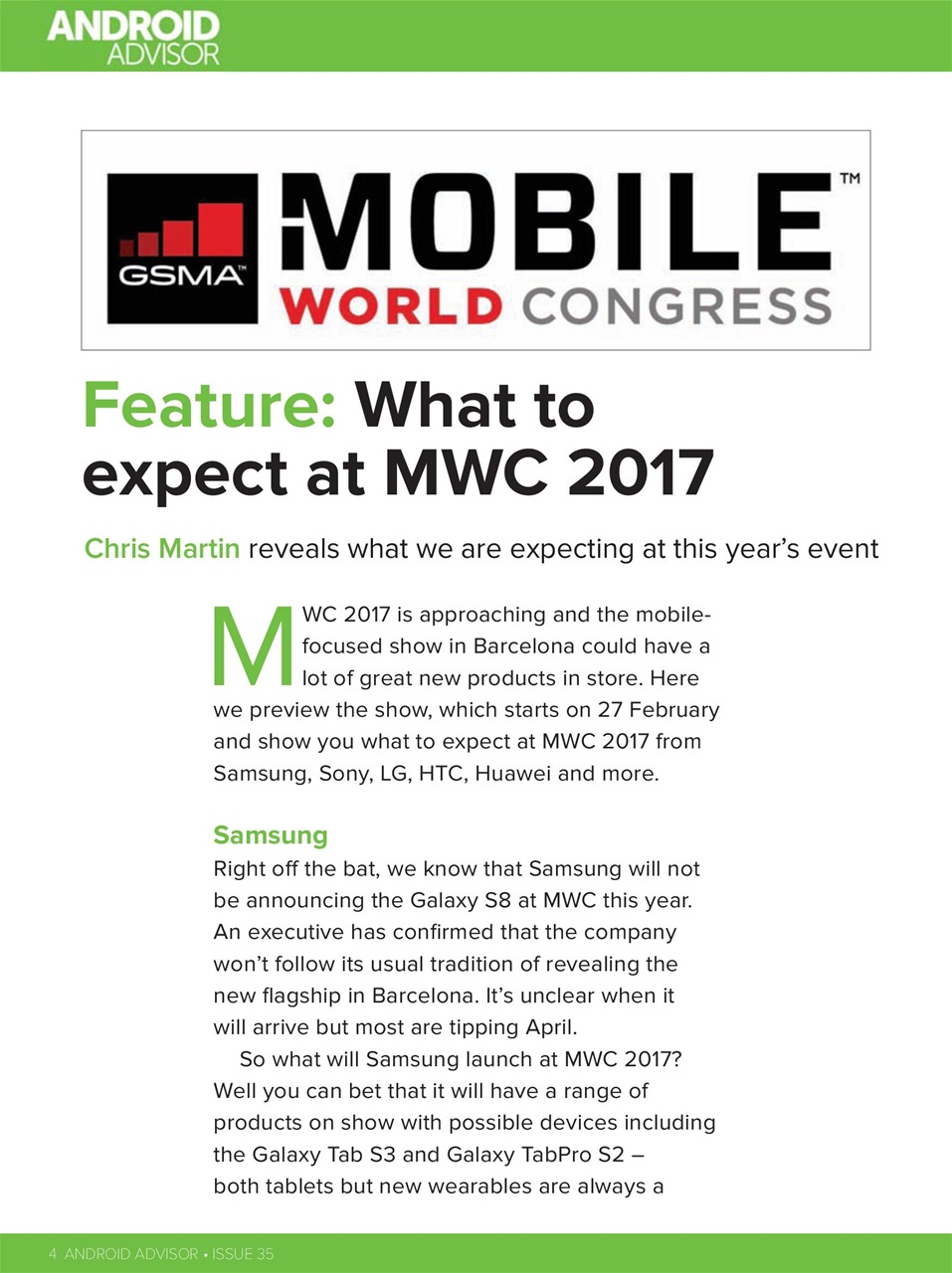 Android Advisor Preview Pages