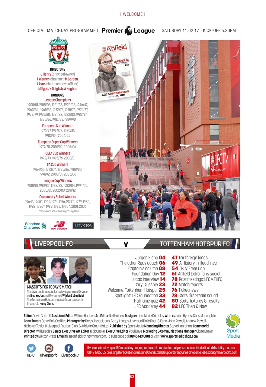 Liverpool FC Programmes Preview Pages