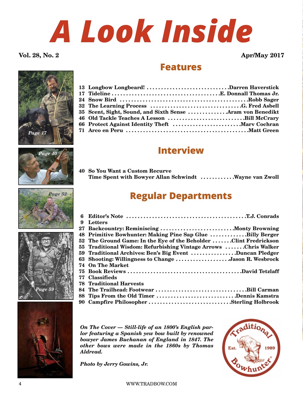 Traditional Bowhunter Magazine Preview Pages