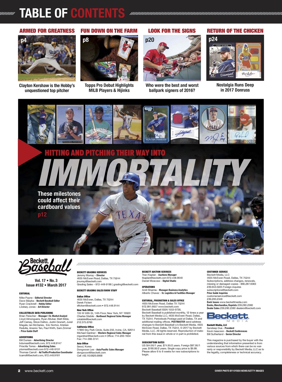 Beckett Baseball Magazine Preview Pages