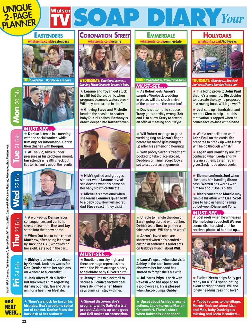 What's on TV Preview Pages