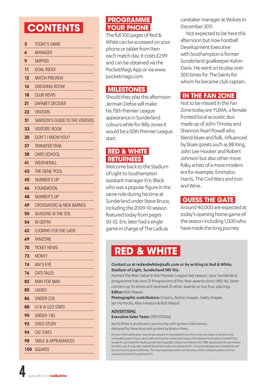 Sunderland FC Preview Pages