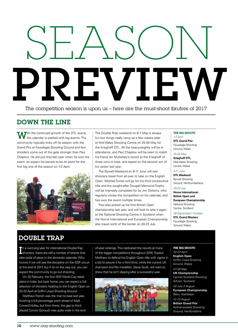 Clay Shooting Preview Pages