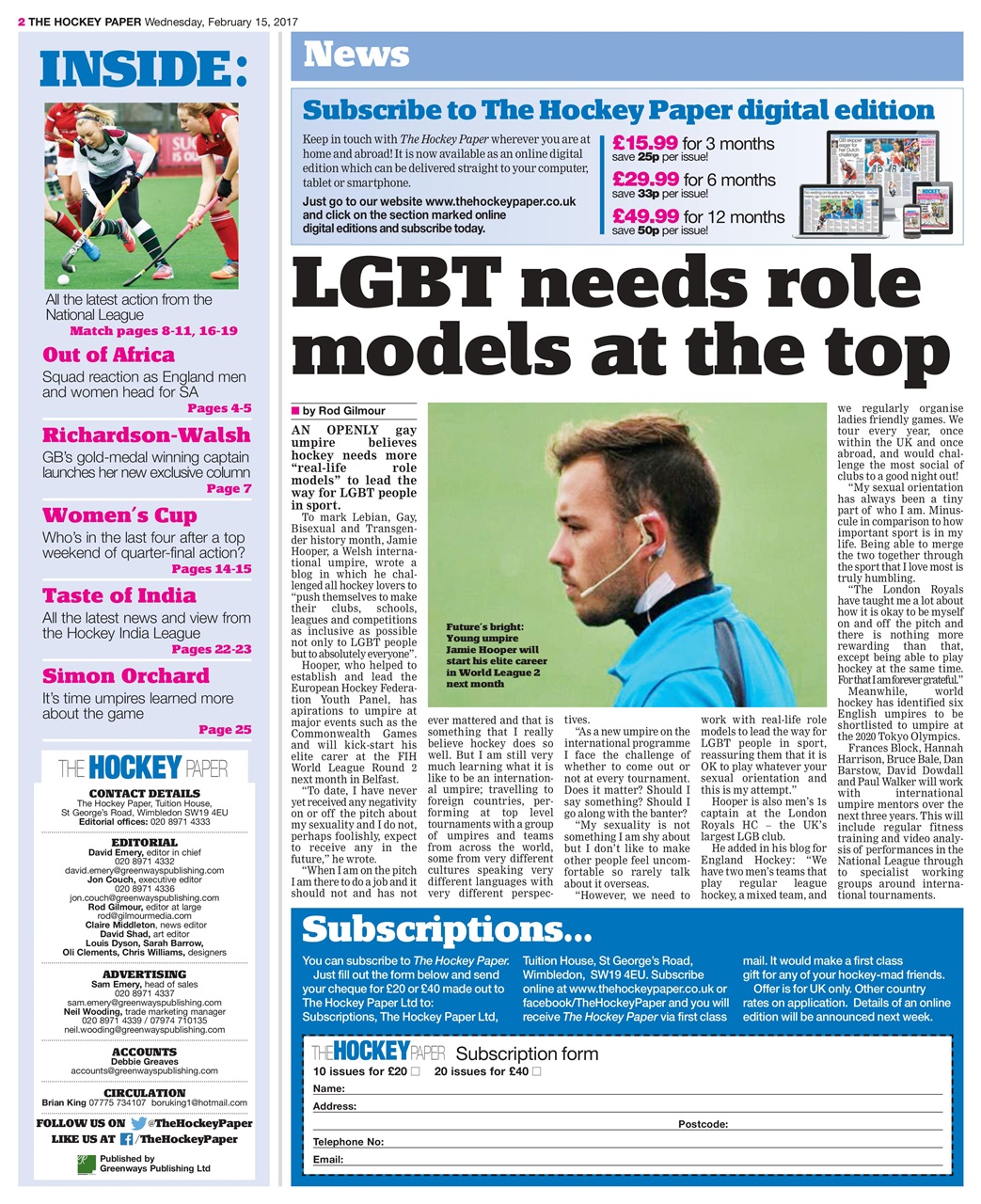 The Hockey Paper Preview Pages