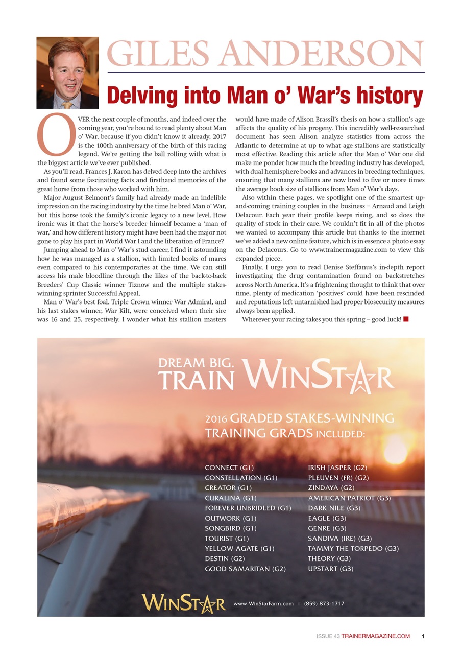 North American Trainer Magazine - horse racing Preview Pages