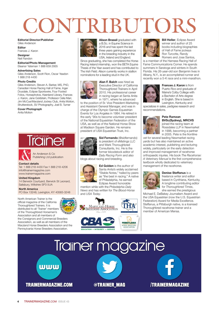 North American Trainer Magazine - horse racing Preview Pages