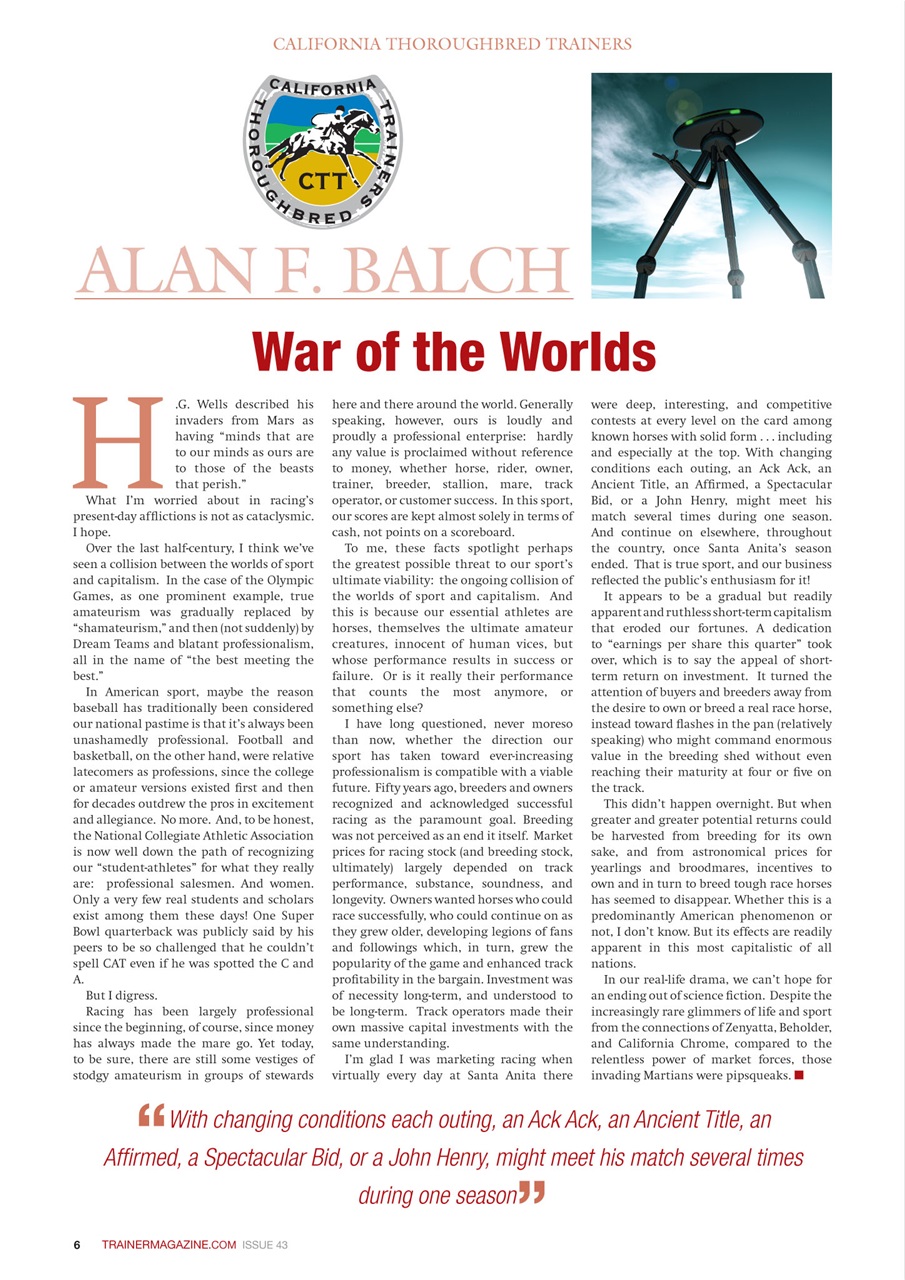 North American Trainer Magazine - horse racing Preview Pages