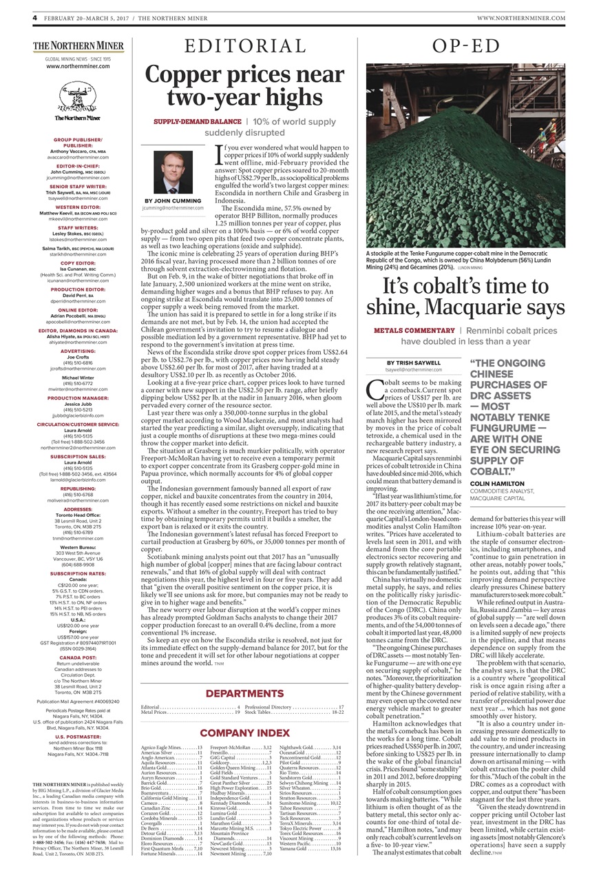 The Northern Miner Preview Pages