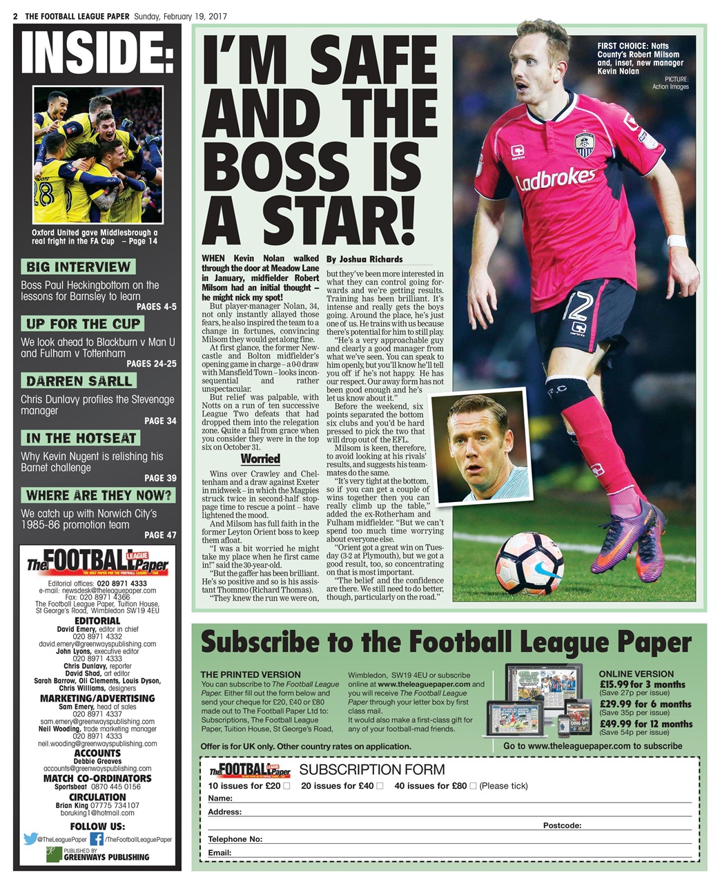 The Football League Paper Preview Pages