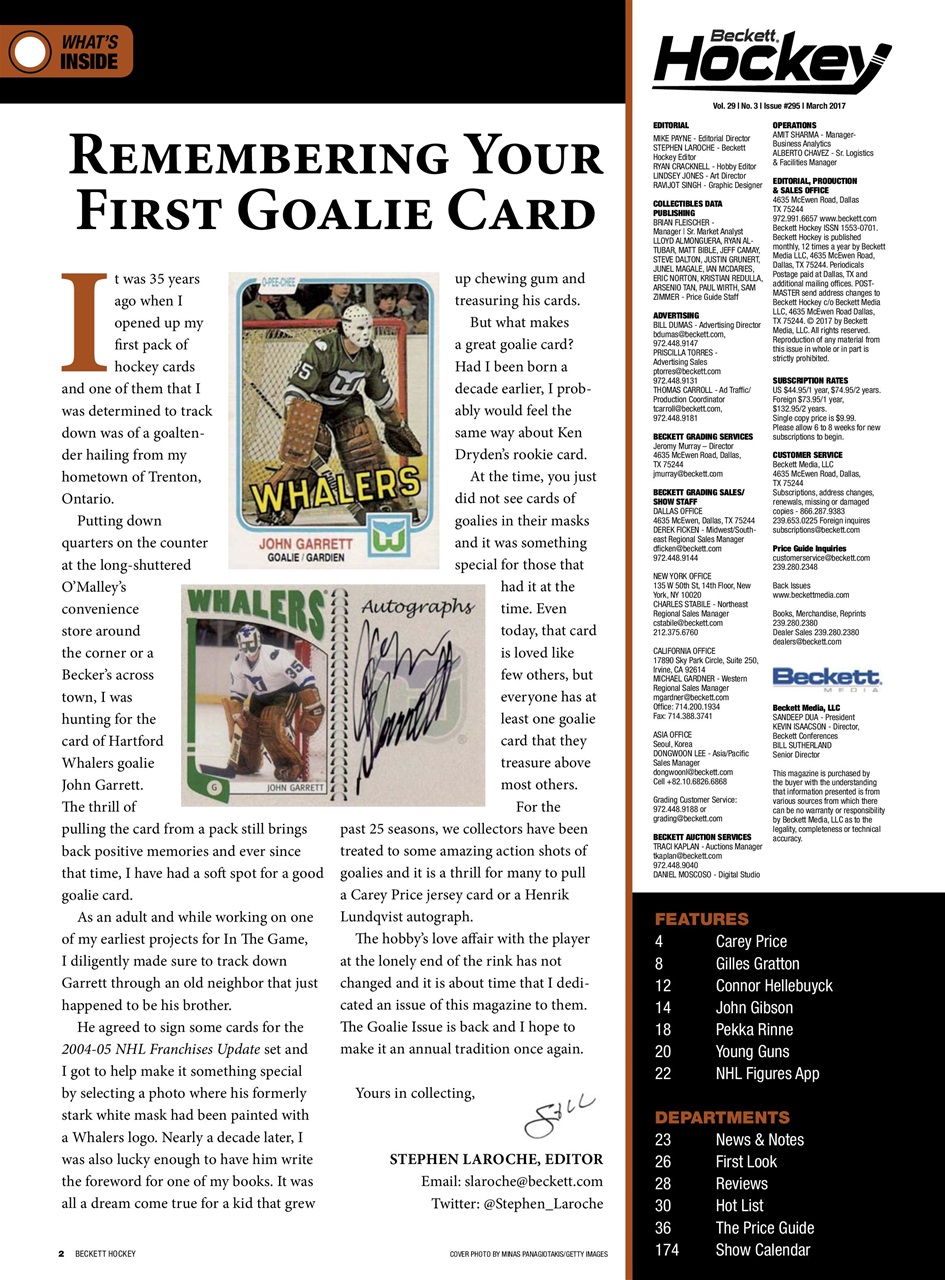Beckett Hockey Magazine Preview Pages