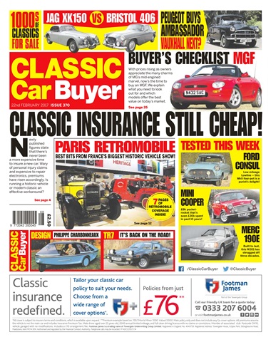 Classic Car Buyer issue No. 370 Classic Insurance Still Cheap 