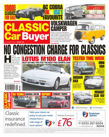Classic Car Buyer issue No. 371 No Congestion Charge For Classics