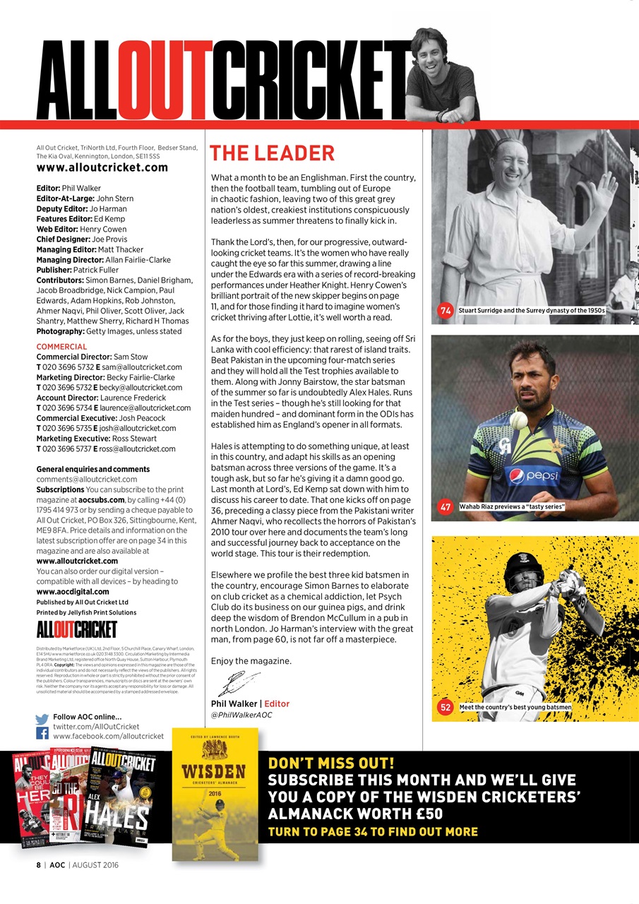 Wisden Cricket Monthly Preview Pages
