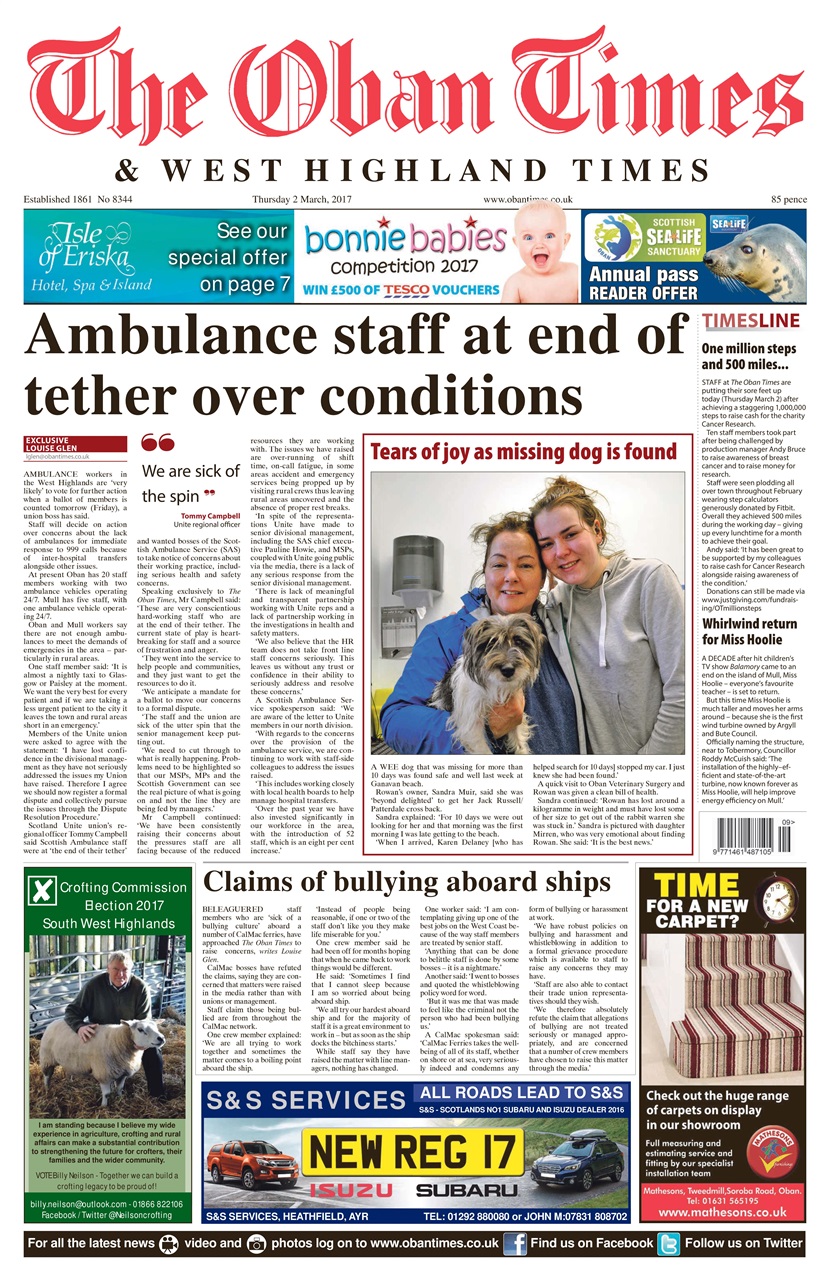 The Oban Times & Lochaber Times Preview Pages