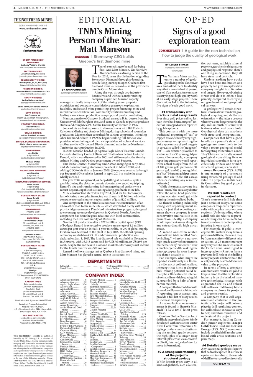 The Northern Miner Preview Pages