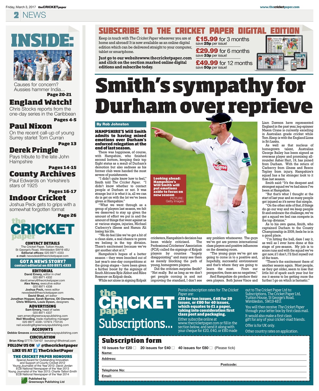 The Cricket Paper Preview Pages