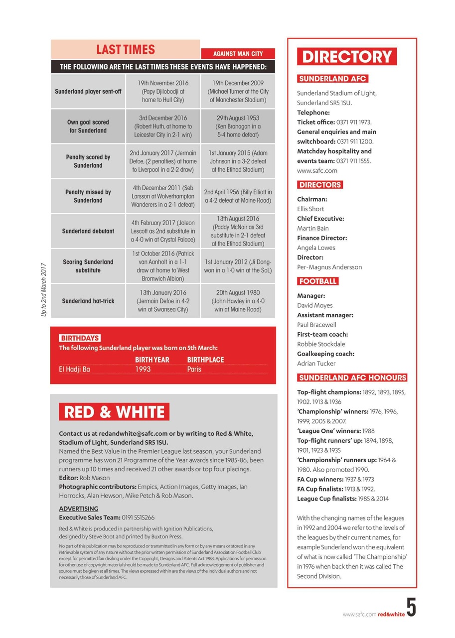 Sunderland FC Preview Pages