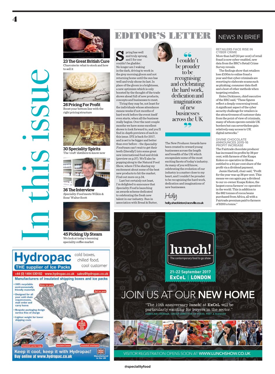 Speciality Food Preview Pages