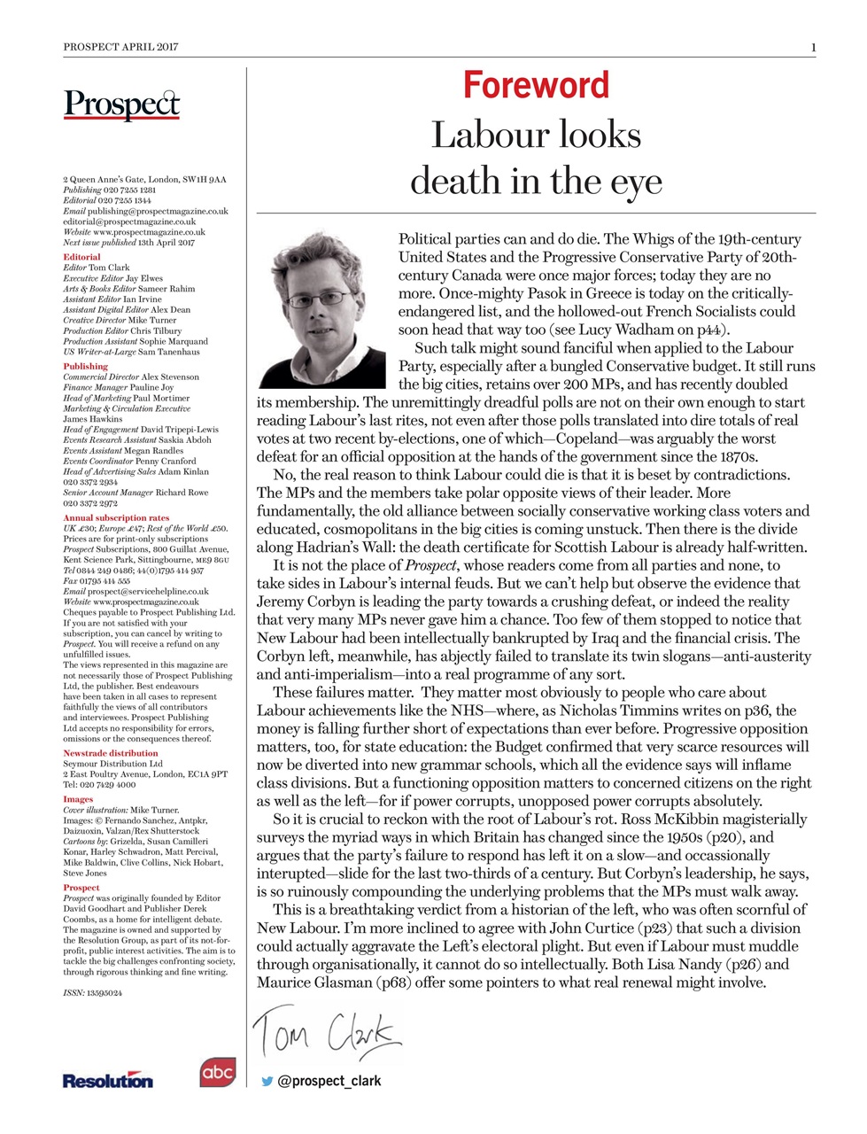 Prospect Magazine Preview Pages