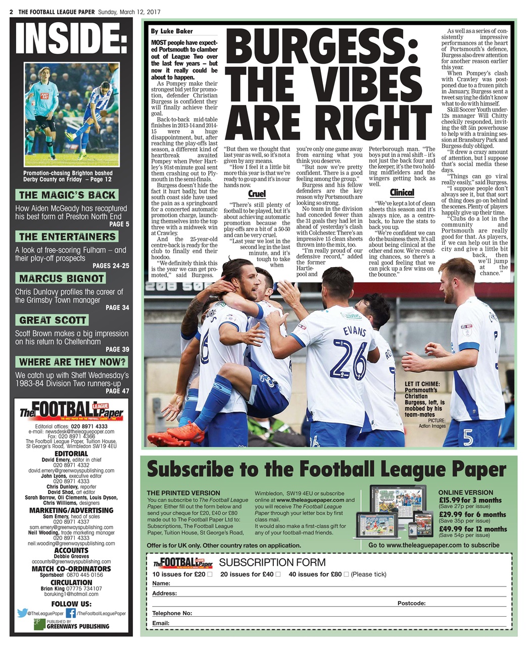 The Football League Paper Preview Pages