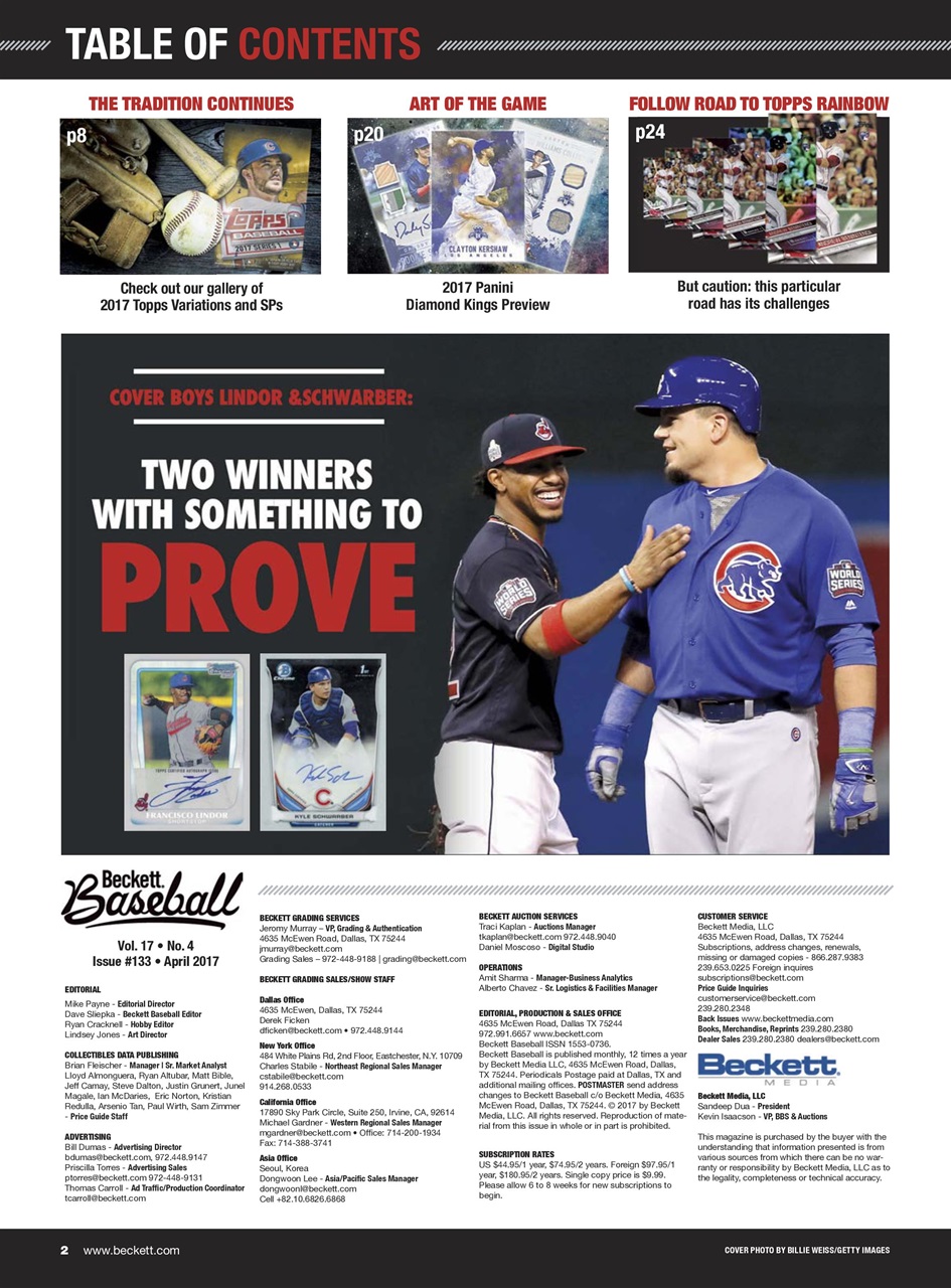 Beckett Baseball Magazine Preview Pages