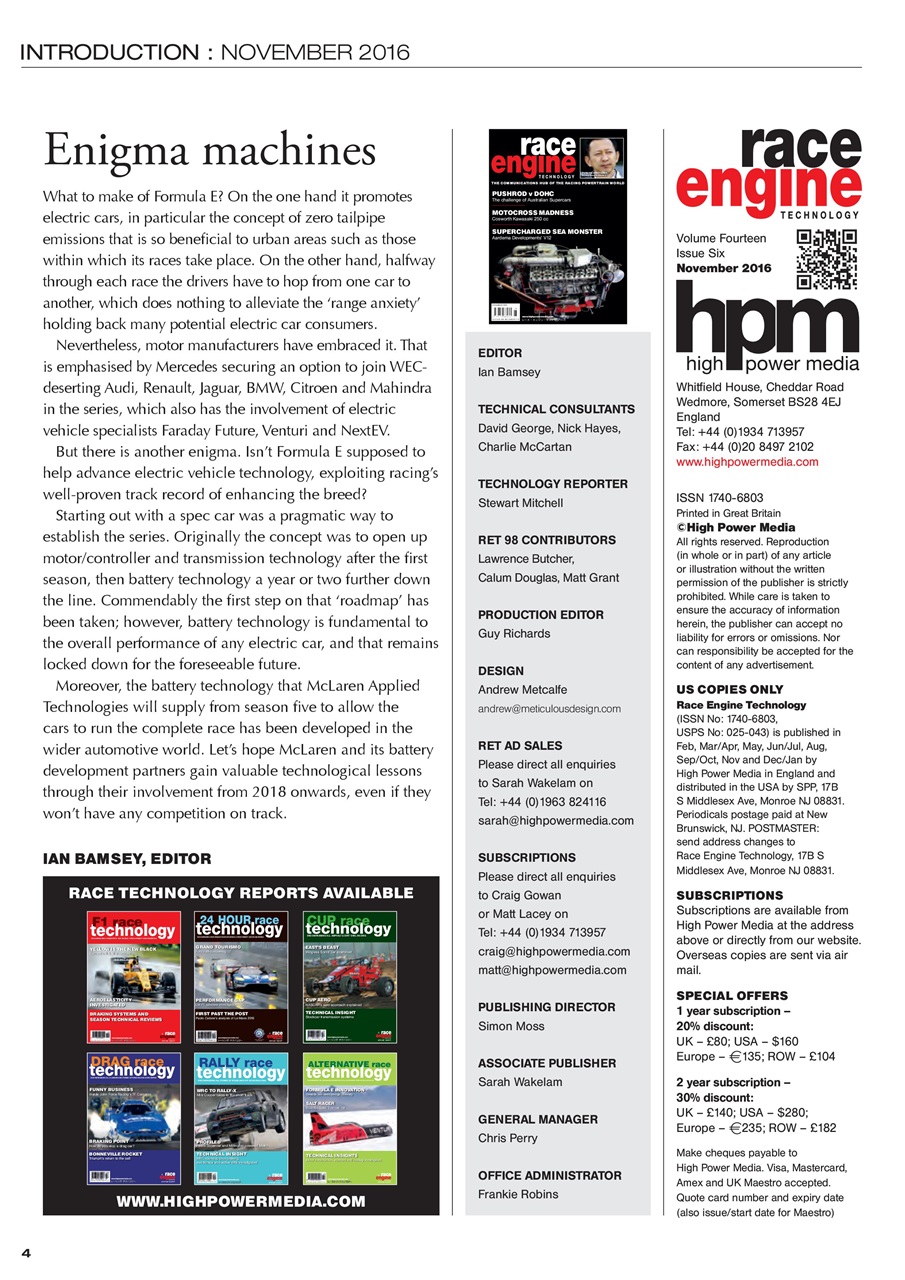 Race Engine Technology Preview Pages