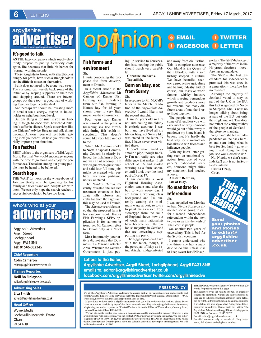 Argyllshire Advertiser Preview Pages