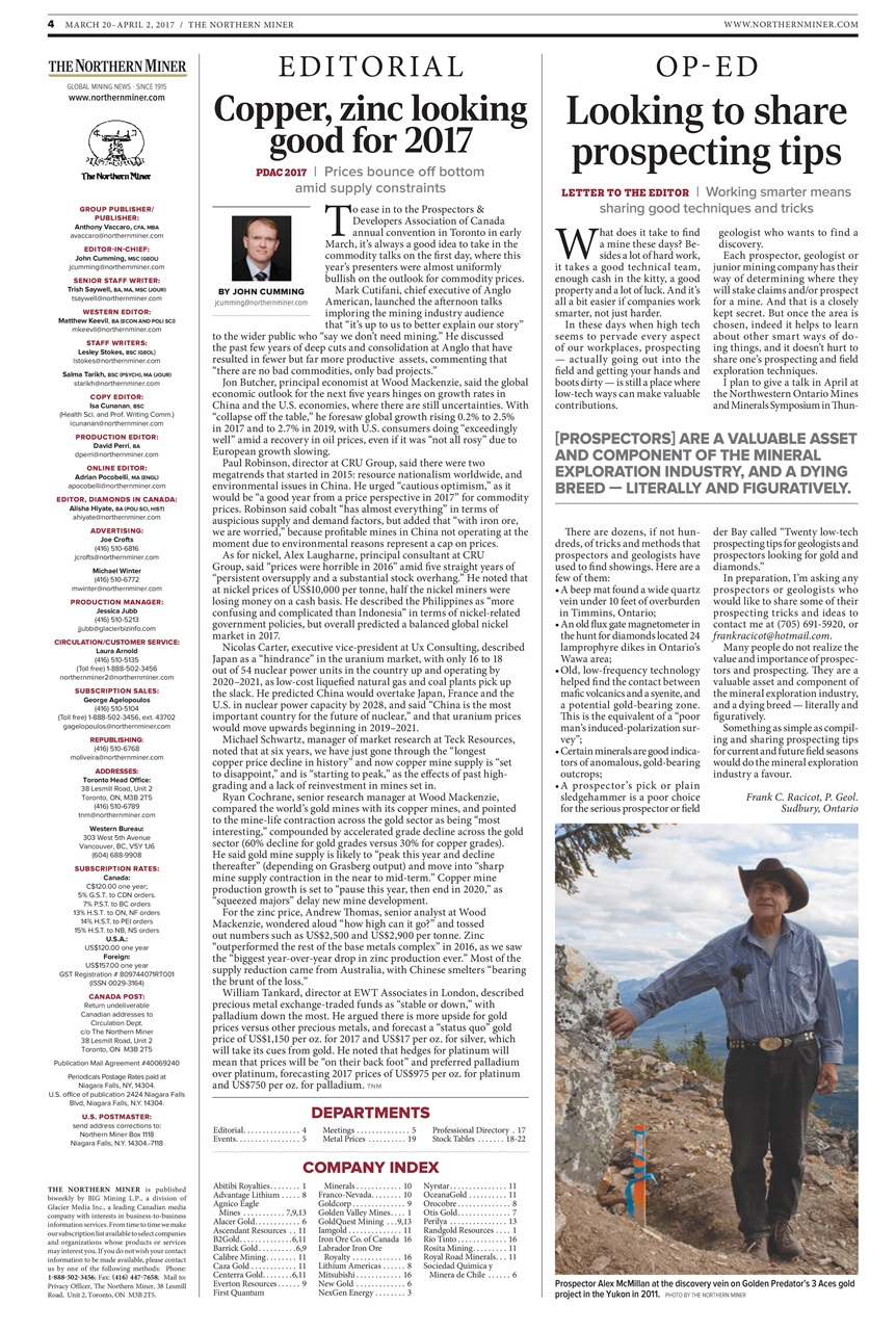The Northern Miner Preview Pages