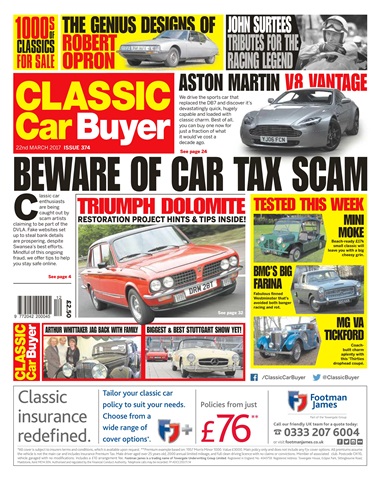 Classic Car Buyer issue No. 374 Beware Of Car Tax Scam