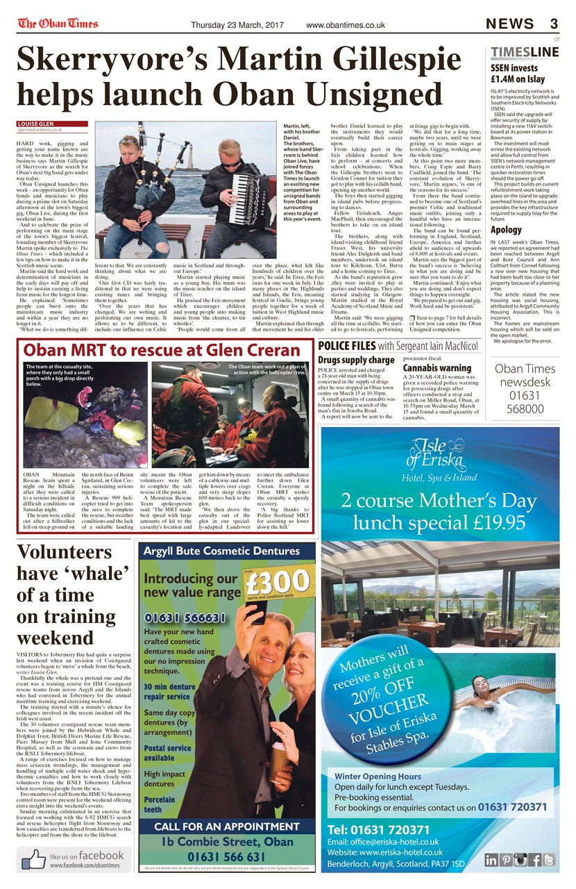 The Oban Times & Lochaber Times Preview Pages