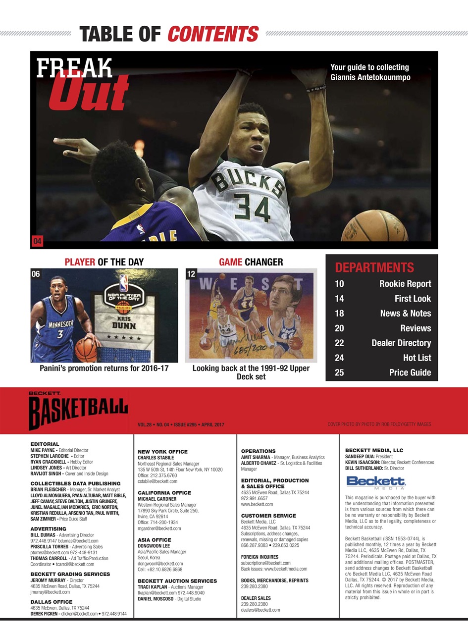 Beckett Basketball Magazine Preview Pages