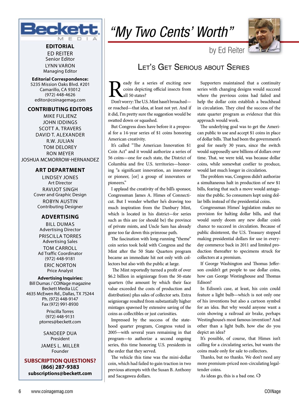 COINage Magazine Preview Pages