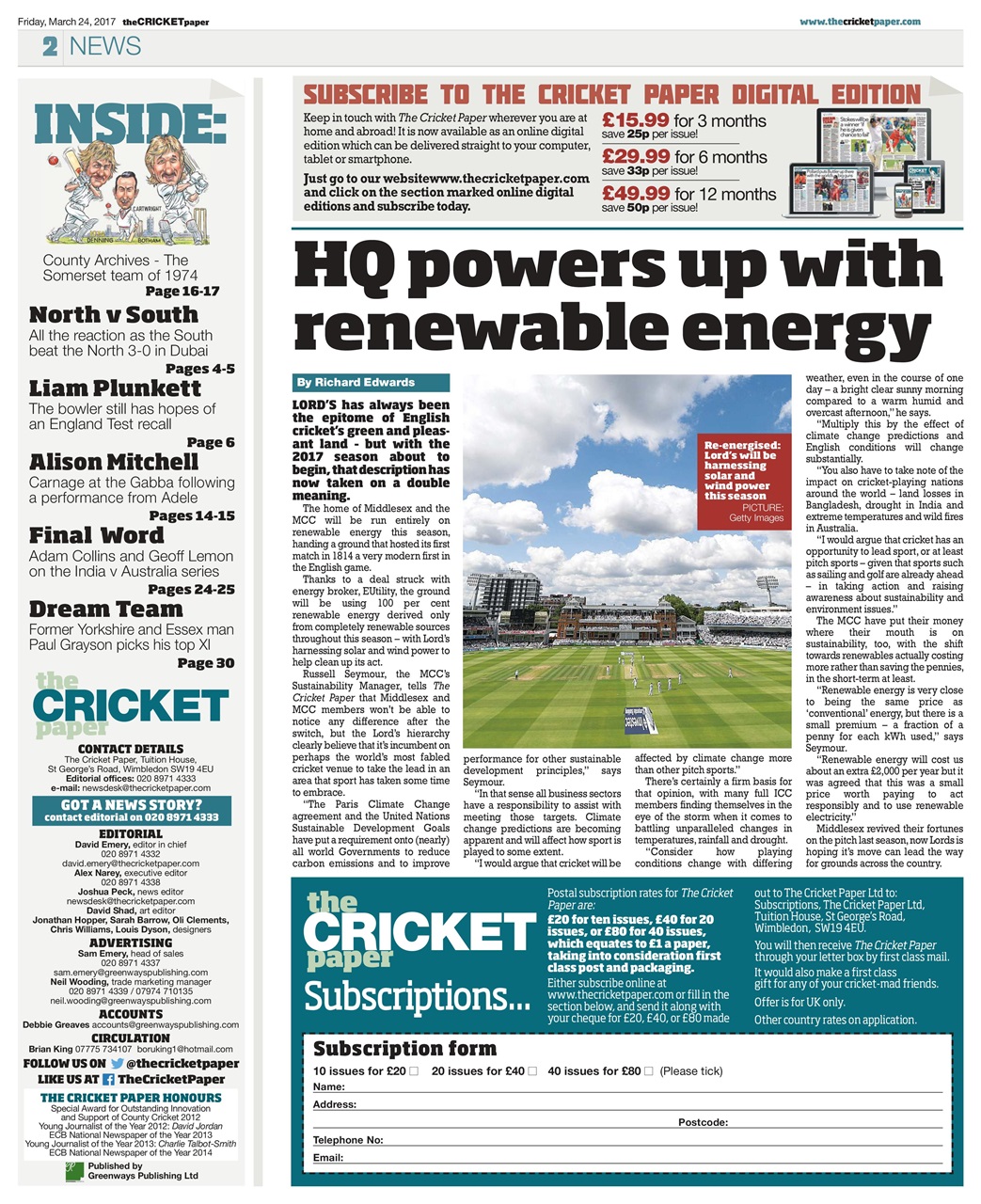The Cricket Paper Preview Pages