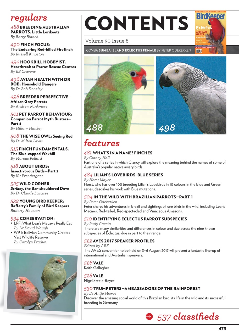 Australian Birdkeeper Magazine Preview Pages