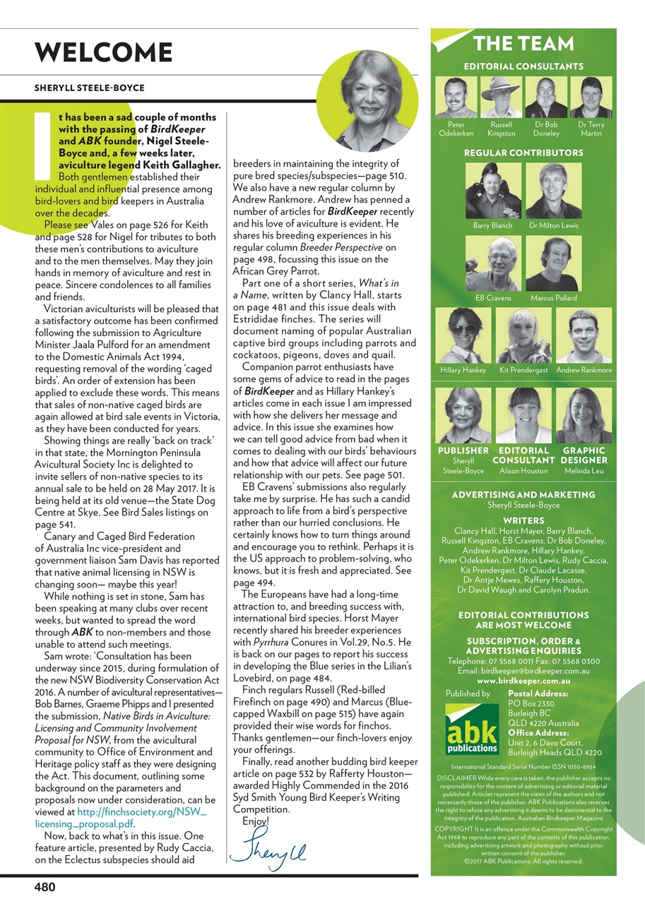 Australian Birdkeeper Magazine Preview Pages