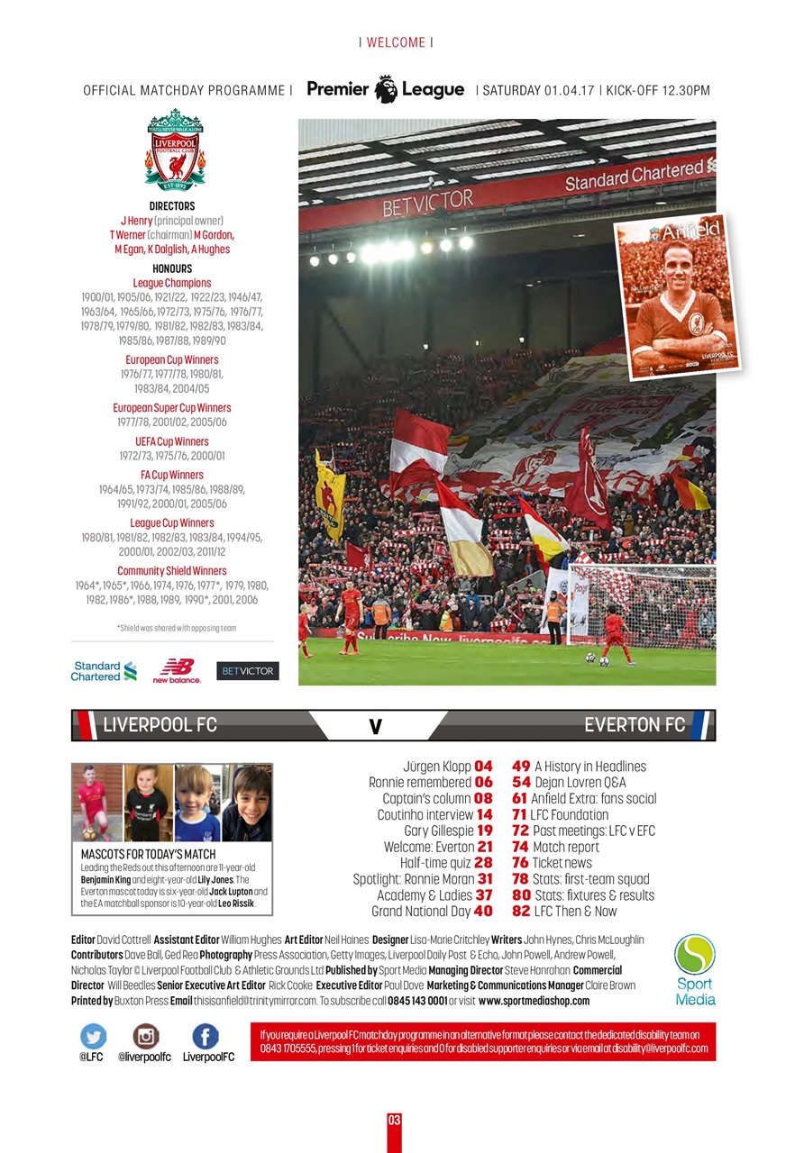 Liverpool FC Programmes Preview Pages
